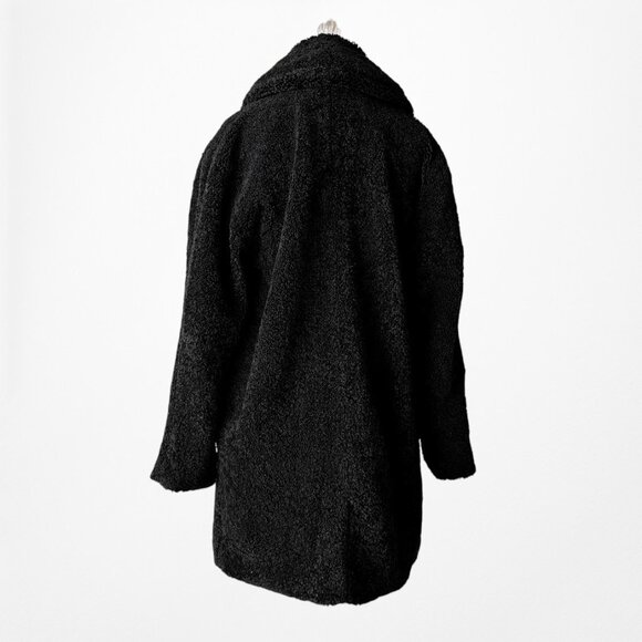 Vintage Y2K Black Faux Fur Oversized Fit Teddy Style Coat Jacket Size S - Picture 5 of 6
